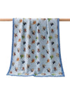 Baby Muslin Quilt Blanket with Print, Navy Blue (Blue)