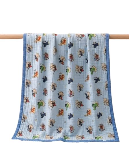 Baby Muslin Quilt Blanket with Print, Navy Blue (Blue)