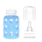 Lifefactory Glass Baby Bottles With Silicone Protection - 2-Pack, 4 Oz Bottles, Sky Blue & Banana
