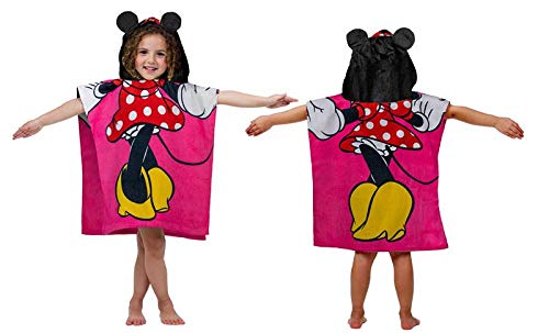 Jay Franco Disney Minnie Mouse Kids Bath/Pool/Beach Hooded Poncho - Super Soft & Absorbent Cotton Towel, Measures 28 X 28 Inches