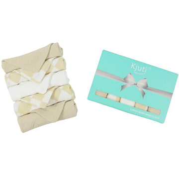 Kjuti Baby Muslin 100% Cotton Burp Washcloth - 4 Layer Hypoallergenic Saliva Soothe Face Washcloths - Burp Cloths 10X10 Inch -Ne