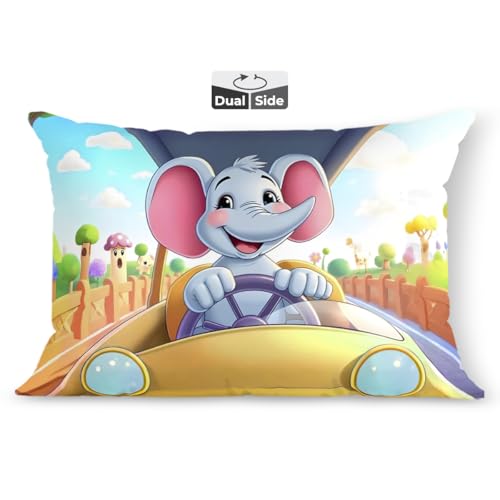 Brizberry Kids Pillow Cushion With Super Soft Fabric | Animal & Cartoon Prints | 12X18 Inches (Design 21)