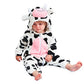 Plustrong Infant Baby Animal Costume Onesie Winter Fleece Hooded Romper Halloween Costumes For Kids(Cow ,90(12-17M)
