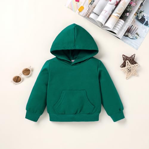 Happy Town Toddler Fall Outfits For Girl Boy Long Sleeve Hoodie Top And Long Sweatpants Set Toddler Sweatsuit (Solid Color-Black