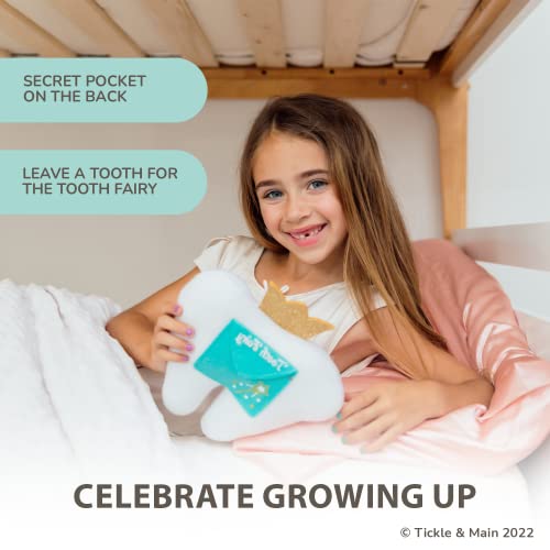 Tickle & Main Tooth Fairy Pillow Kit - 3-Piece Set, 9 x 8 in Felt Cover - Holder Pocket, Interactive Notepad & Photo Pouch - Boy