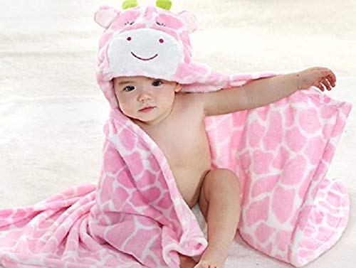 Vauwmsr Baby Hooded Blanket Ultra Soft Warm Newborn Infant Swaddle Wrap Bath Shower Towel, 25.6' X 39.4', Pink