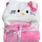 Pindia 1Pc Ultra Soft Fleece Cute Hooded Bath Towel/Wrapper/Blanket/Gown for New Born Baby  Pink,White