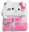 Pindia 1Pc Ultra Soft Fleece Cute Hooded Bath Towel/Wrapper/Blanket/Gown for New Born Baby  Pink,White