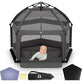 Laras Loft Pop-Up Playpen for Babies & Toddlers Foldable with Canopy (UPF 50), Self-Inflating Playmat, Wind Shade & Carry Bag Du