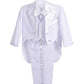Dressy Daisy Baby Boy Tuxedo 5 Pieces Set Formal Dress Suit Gentleman White Tux Wedding Christening Outfit Size 6 Months