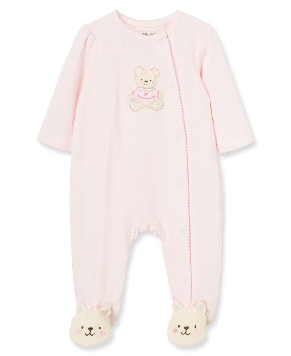 Little Me Baby-Girls Newborn Sweet Bear Footie, Light Pink, 3 Months