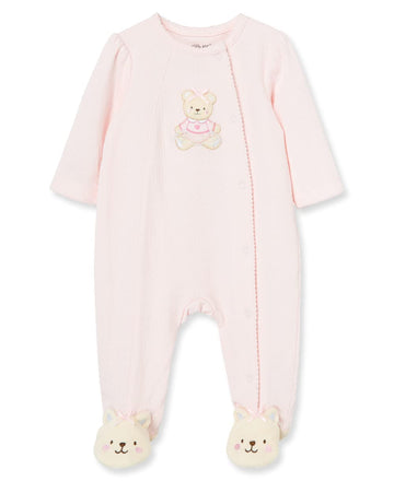 Little Me Baby-Girls Newborn Sweet Bear Footie, Light Pink, 3 Months