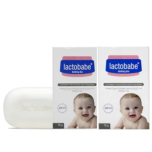 Lactobabe Bathing Bar 75G X 3 | Ph 5.5 Moisturizing Bar For BabyS Sensitive Skin | Gentle Cleansing Skin Friendly 100% Soap Free