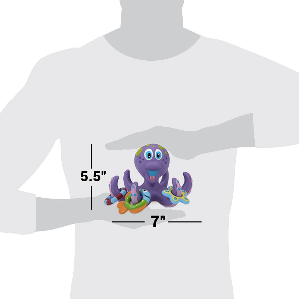 Nuby Floating Octopus Toy with 3 Hoopla Rings - Baby Bath Toy for Boys and Girls - 18+ Months - Purple (Pack of 1)