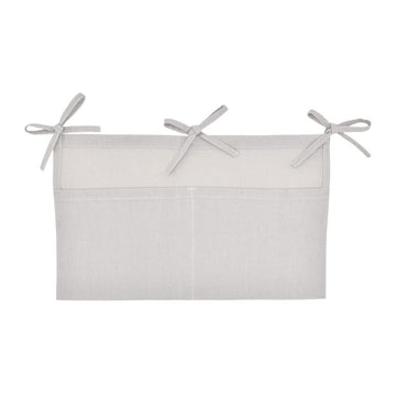 Linen Baby Bedside Hanging Storage Bag,2 Pockets Organizer for Baby Cribs and Toys (Light Gray)