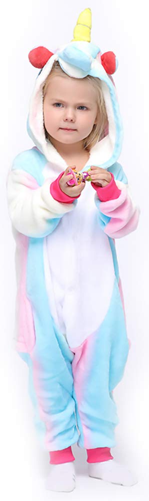 Easuit Rainbow Unicorn Onesie Pajamas Animal Costume Halloween Cosplay For Kids 6-8
