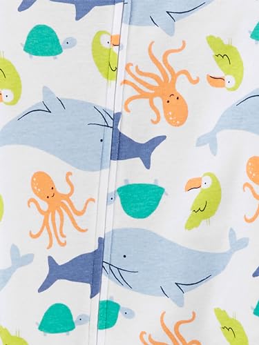 Simple Joys By Carter'S Baby Boys' 3-Pack Snug Fit Footed Cotton Pajamas, Sea Life/Shark/Tie Dye, 12 Months