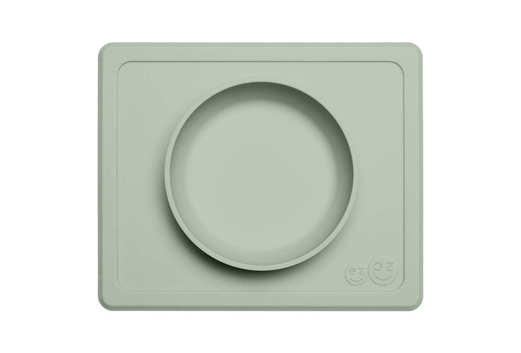 Ezpz Mini Bowl (Sage) - 100% Silicone Suction Bowl With Built-In Placemat For Infants + Toddlers - Comes With A Reusable Travel