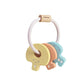 PlanToys Wooden Key Rattle and Teether Toy (5251) | Pastel Color Collection | Sustainably Made from Rubberwood and Non-Toxic Pai
