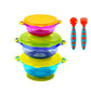 Pandaear Stay Put Spill Proof Stackable Baby Suction Bowls 3 Sizes For Toddlers With Silicone Feeding Utensils And Secure Lids B