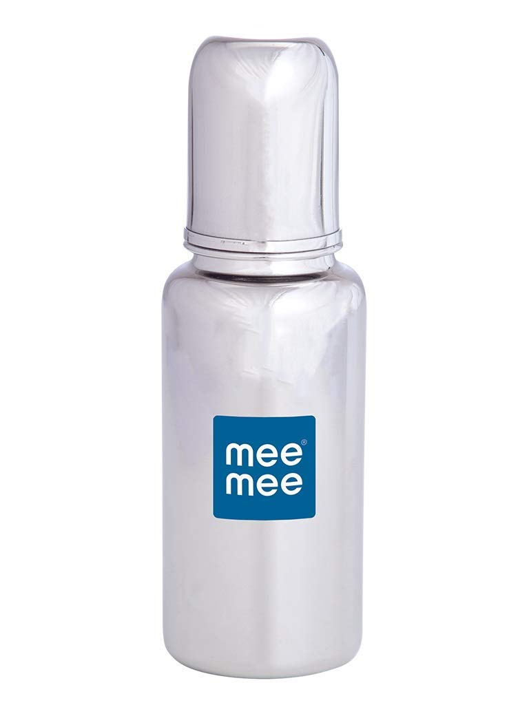 Mee Mee Baby Steel Feeding Bottle 120Ml | Baby Milk Bottle With Advanced Anti Colic Valve, Bpa Free, Soft Silicone Teat, Slim Ne