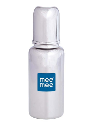 Mee Mee Baby Steel Feeding Bottle 120Ml | Baby Milk Bottle With Advanced Anti Colic Valve, Bpa Free, Soft Silicone Teat, Slim Ne