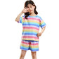 RKEVENT FASHION HUB Pajamas Summer Short Sleeve Cotton Rainbow Sets for Girl Children Girl Sets Clothing