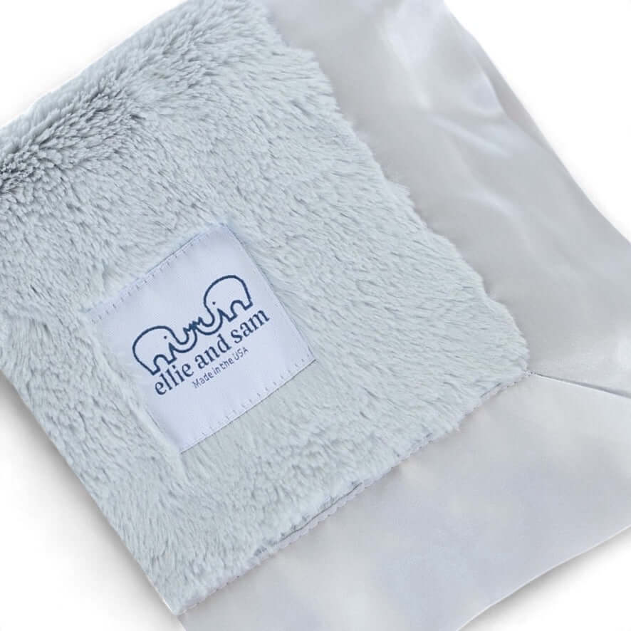 Luxury Baby Lovey with Satin Trim in Luxe Plush, Silver