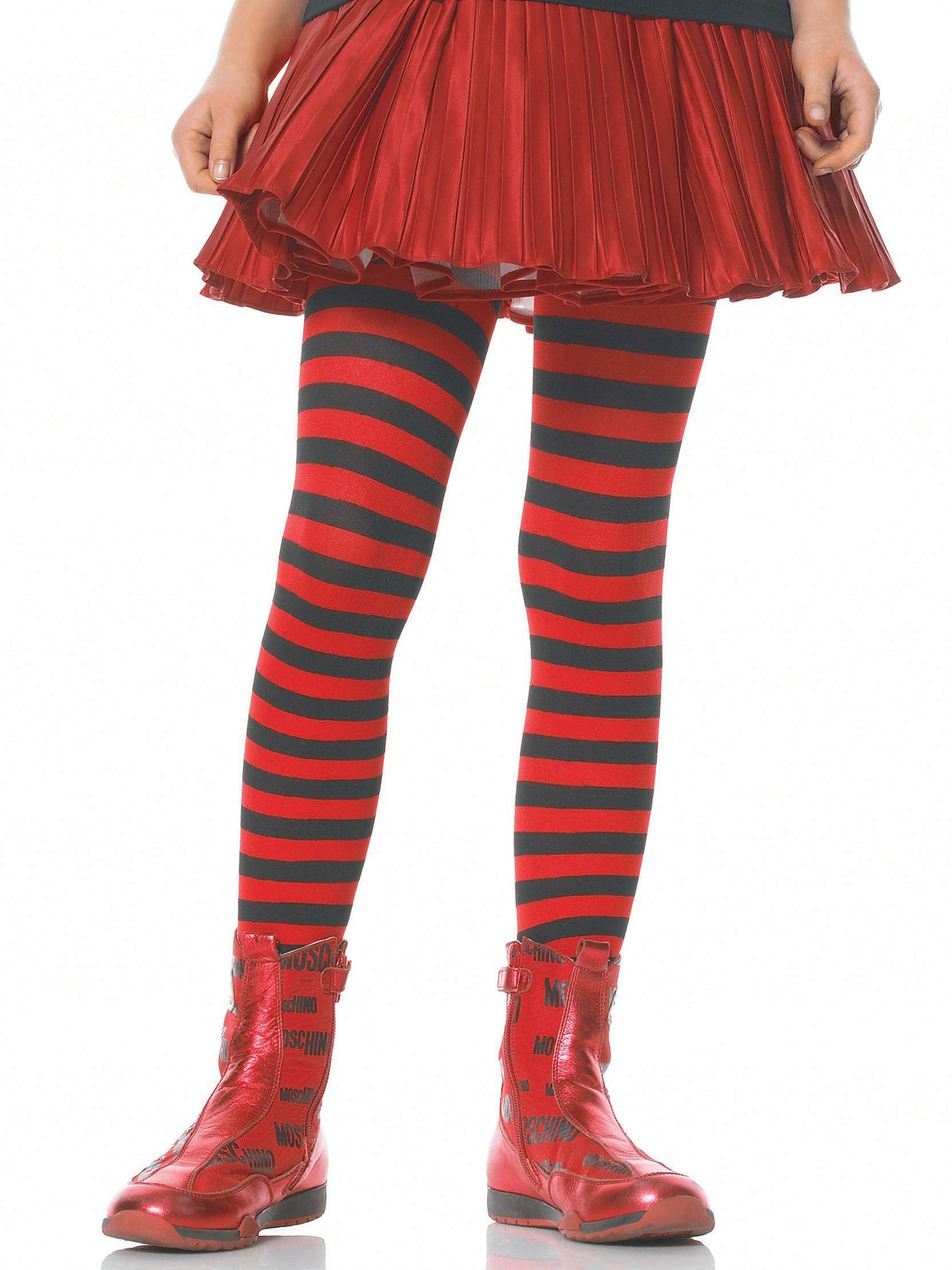 Girl Stripe Tights Large Black