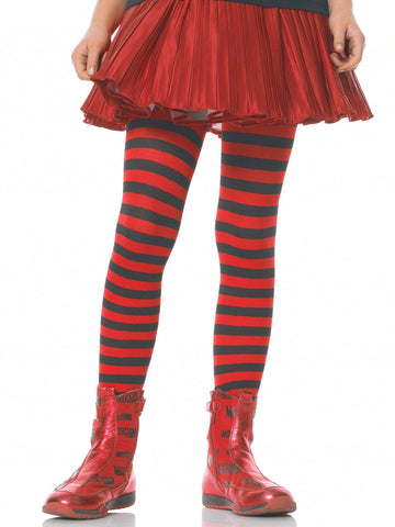 Girl Stripe Tights Large Black