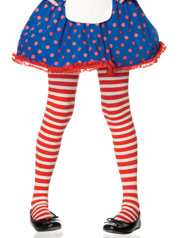 Girl Stripe Tights Medium Red/