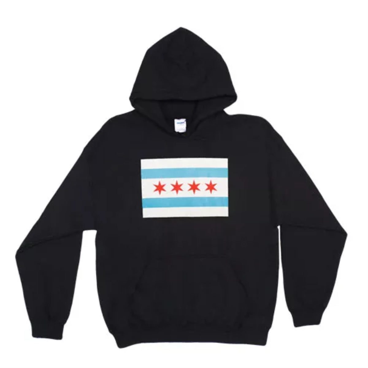 Pullover/Hooded Black Sweatshirtchicago Flag Small