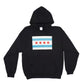 Pullover/Hooded Black Sweatshirt-Chicago Flag Large