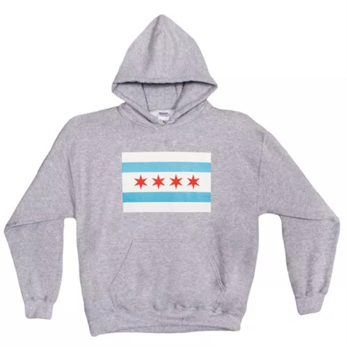 Pullover/Hooded Grey Sweatshirtchicago Flag Large