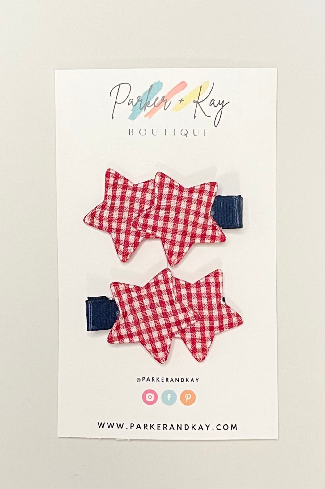Gingham Stars Hair Clips