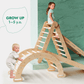 4in1 Montessori Climbing Set: Triangle Ladder + Climbing Arch + Slide Board + Net – Beige