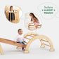 4in1 Montessori Climbing Set: Triangle Ladder + Climbing Arch + Slide Board + Net – Beige