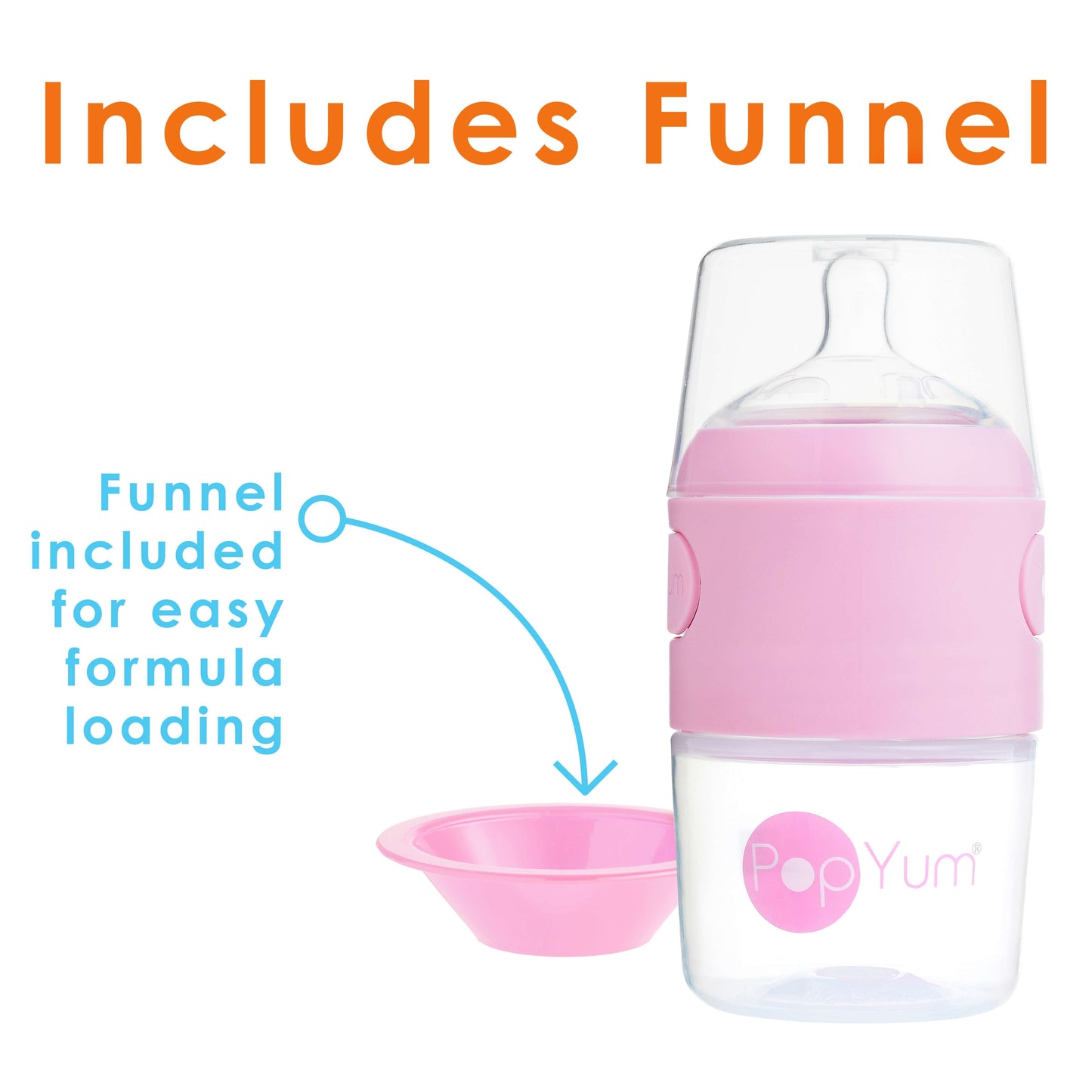 PopYum 5oz Anti-Colic Baby Bottle for Breast and Formula Feeding, 2-Pack, Pink, #1 Slow Flow Nipples