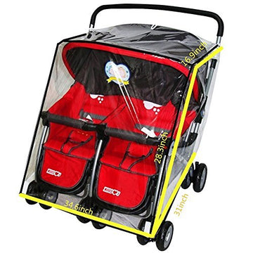 Stroller Rain Cover,Universal Rain Cover For Side By Side Baby Stroller, Double Stroller Cover For Rain And Wind ,Baby Outdoor A