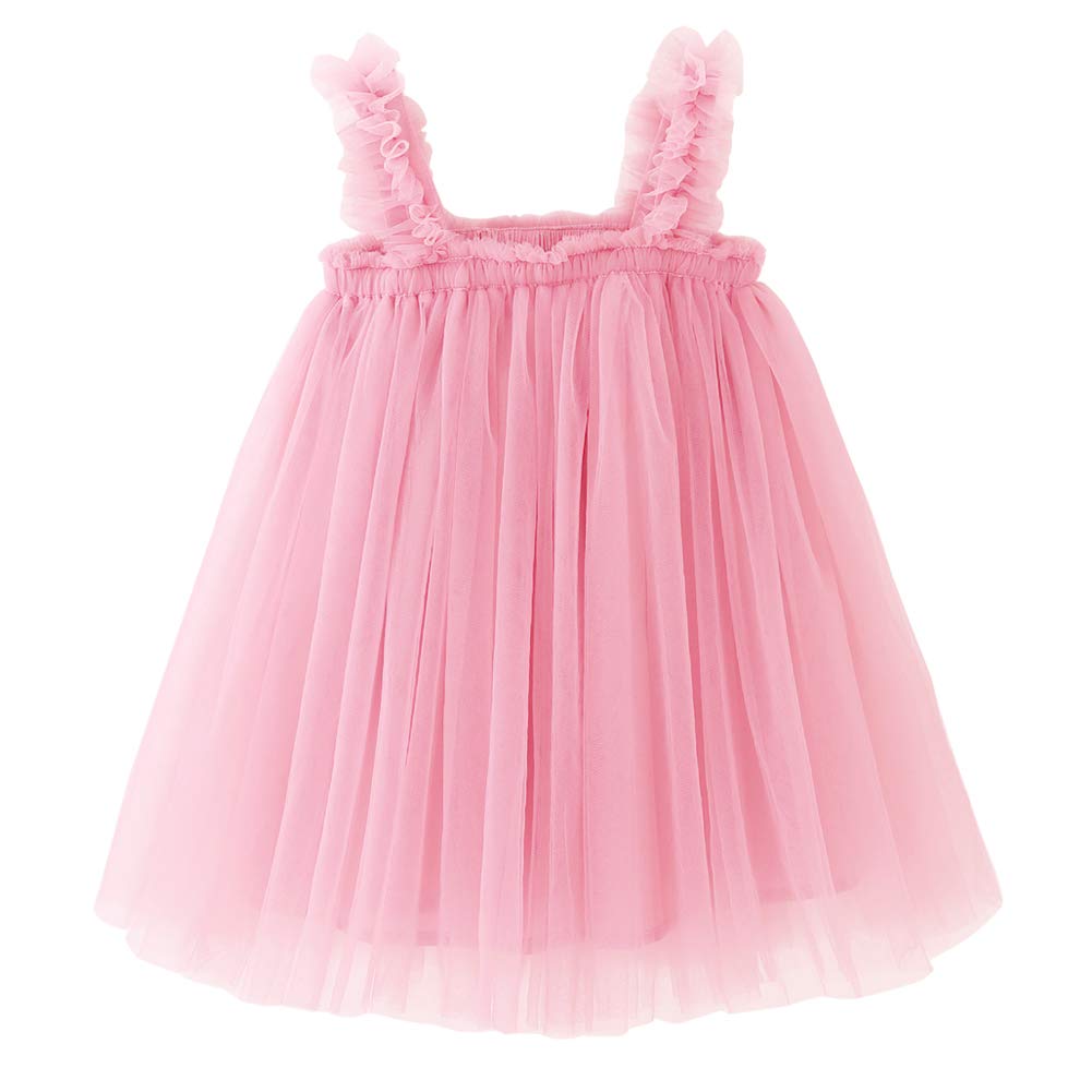 Bgfks Layered Tulle Tutu Dress For Toddler Girls,Baby Girl Rainbow Tutu Princess Skirt Set With Flower Headband.(Pink,18 Months)