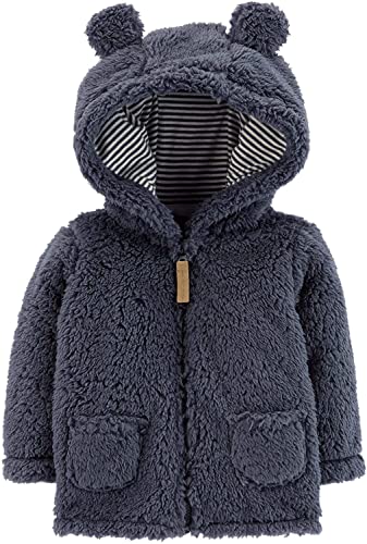 Carter'S Zip-Up Sherpa Cardigan Jacket, Navy Sherpa, Newborn, Blue (1N998010)