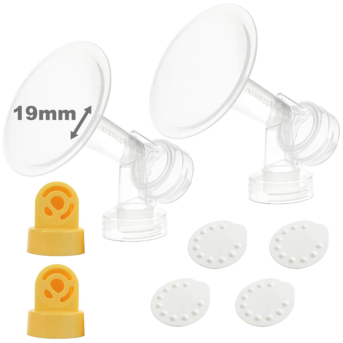Nenesupply Pump Parts With 19Mm Flanges Compatible With Medela Breastpump Incl. Flange Breastshield Valve Membrane For Pump In S