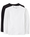 The Childrens Place Baby Toddler Boys Long Sleeve Basic Layering T-Shirt 2-Pack, Blackwhite 2 Pack, 6-9 Months