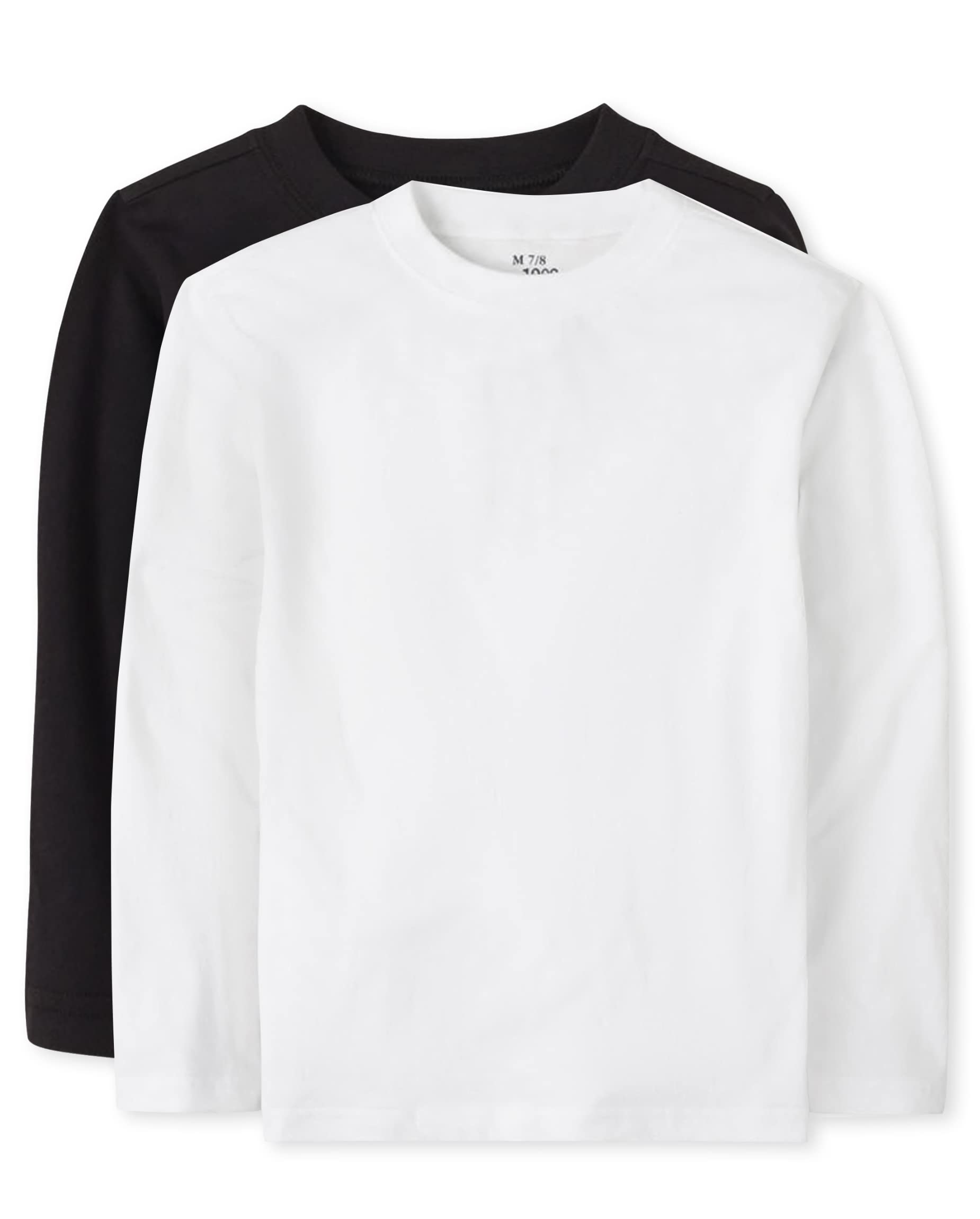 The Childrens Place Baby Boys And Toddler Long Sleeve Basic Layering T-Shirt Shirt, Blackwhite 2 Pack, 4T Us