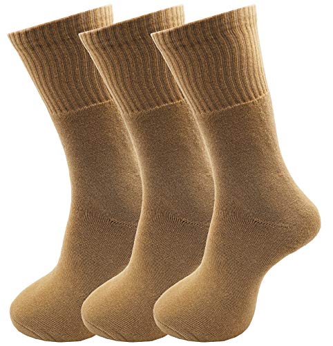 Rc. Royal Class MenS Cotton Terry Towel Calf Length Khaki Socks (Pack Of 3 Pairs)