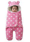 NAMAN Newborn Plush Swaddle, Hodded Blanket, Sleeping Bag, Warm and Soft Swaddle Wrap for Baby boy and Baby GirlPink_Star