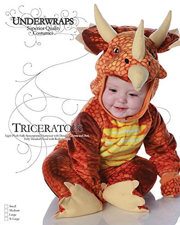 Underwraps Costumes Baby'S Triceratops Costume Jumpsuit, Rust, Small (6-12 Months)