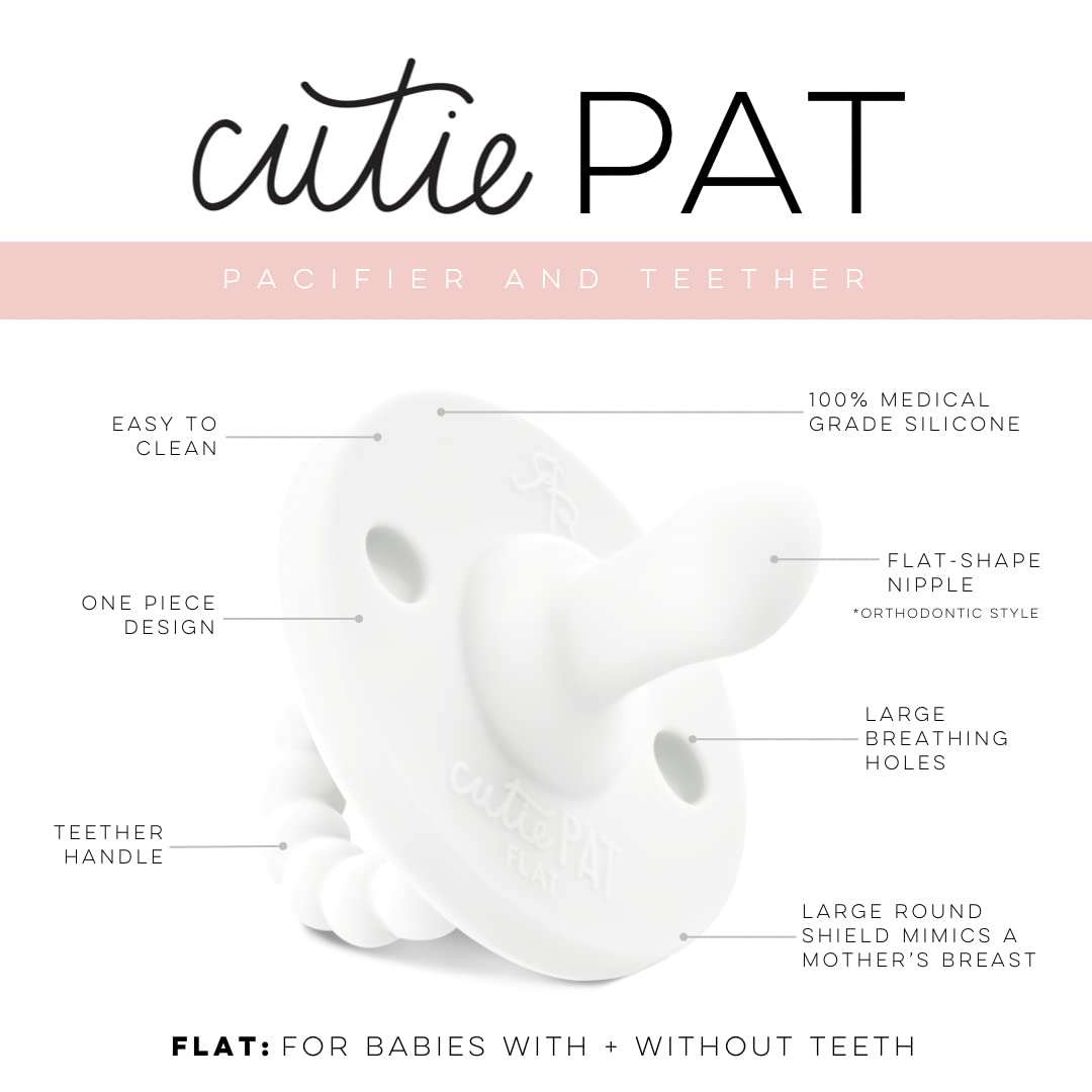 Ryan & Rose Cutie Pat All-In-One Pacifier And Teether Massaging Teething Ring And Hideaway Binky For Growing Babies (Canvas (3 P