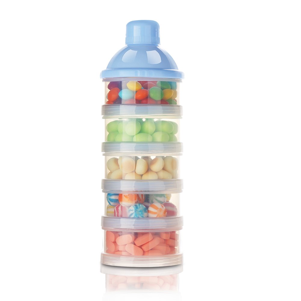 Accmor Formula Dispenser On The Go, 5 Layers Stackable Formula Container For Travel, Baby Milk Powder Kids Snack Container, Bpa