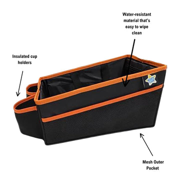 Mighty Clean Car Storage Organizer - Use In The Trunk, Or Front Or Back Seat With 8 Side Pockets + 1 Zippered Pouch + 2 Mesh Pou